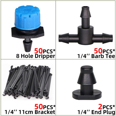 10-100m 4/7mm PVC tömlő 1/4'' kerti öntözőcső üvegházi növény virágos öntöző mikro csepegtető cső csapcsatlakozóval