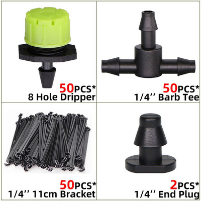 10-100m 4/7mm PVC tömlő 1/4'' kerti öntözőcső üvegházi növény virágos öntöző mikro csepegtető cső csapcsatlakozóval