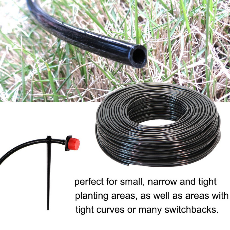10-100m 4/7mm PVC tömlő 1/4'' kerti öntözőcső üvegházi növény virágos öntöző mikro csepegtető cső csapcsatlakozóval