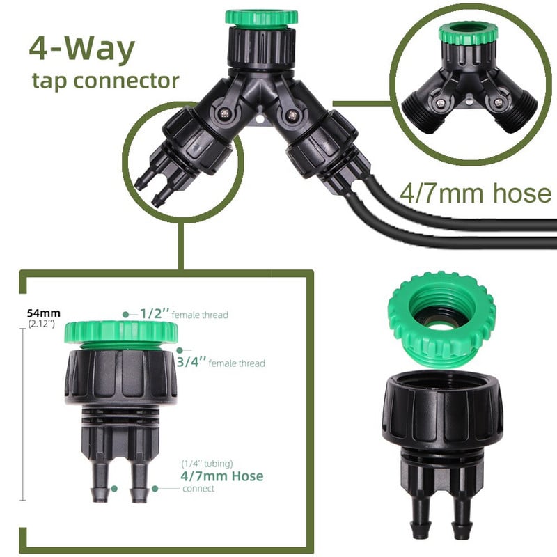 10-100m 4/7mm PVC tömlő 1/4'' kerti öntözőcső üvegházi növény virágos öntöző mikro csepegtető cső csapcsatlakozóval