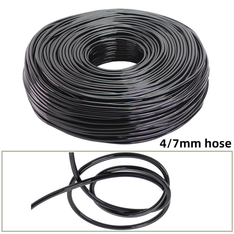 10-100m 4/7mm PVC tömlő 1/4'' kerti öntözőcső üvegházi növény virágos öntöző mikro csepegtető cső csapcsatlakozóval