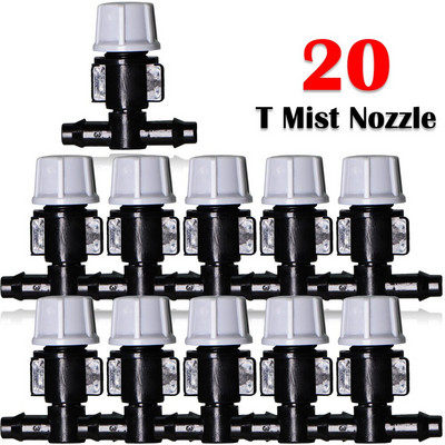 10-50M kerti automatikus párásító hűtőrendszer öntözőkészlet növényekhez Udvari üvegházi öntöző spray egyszerű fúvóka 1/4" tömlő