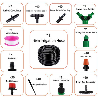 60M mikro lašelinio laistymo sistema Automatinė sodo laistymo sistema su reguliuojamais lašintuvų rinkiniais Micro Spray aušinimo sistema