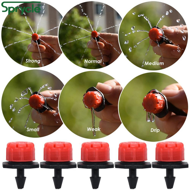 50-800 de bucăți duze reglabile de grădină 1/4 inchi Irigare prin picurare Agricultură Udare Aspersor Picurator Emițător Gazon Flori Legume