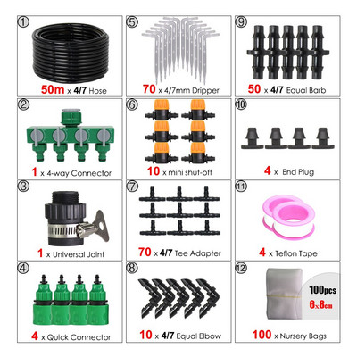 5-60M Seturi de irigare în ghivece pentru balcon de grădină Micro irigare prin picurare automată 4/7mm Cot Săgeată Picurator Sistem de udare