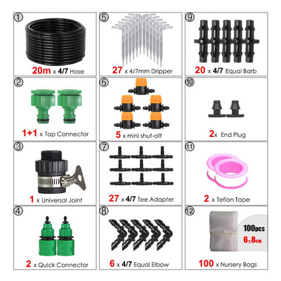 5-60M Seturi de irigare în ghivece pentru balcon de grădină Micro irigare prin picurare automată 4/7mm Cot Săgeată Picurator Sistem de udare
