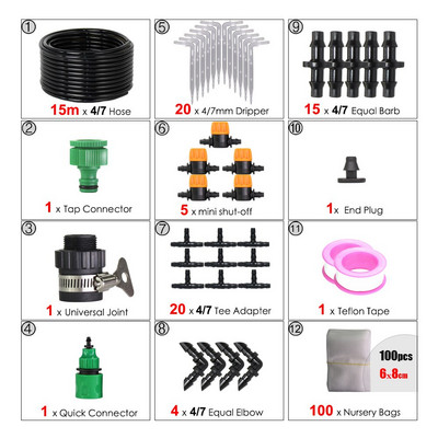 5-60M Seturi de irigare în ghivece pentru balcon de grădină Micro irigare prin picurare automată 4/7mm Cot Săgeată Picurator Sistem de udare