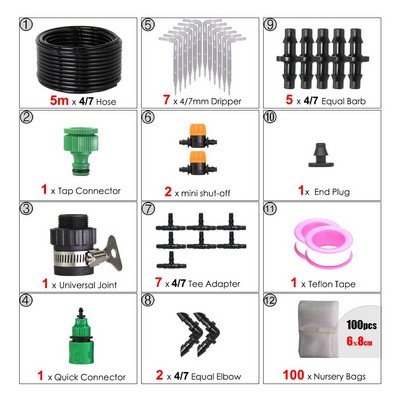5-60M Seturi de irigare în ghivece pentru balcon de grădină Micro irigare prin picurare automată 4/7mm Cot Săgeată Picurator Sistem de udare