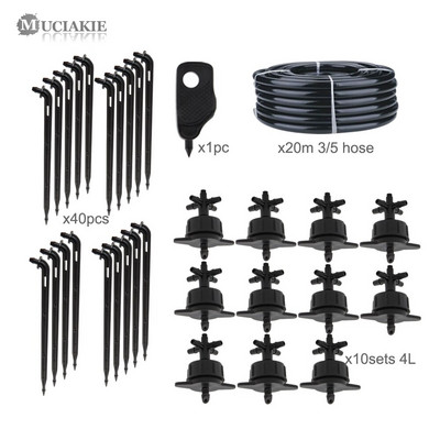 MUCIAKIE 1KIT 3/5 mm-es kerti öntözőcsepp öntözőrendszer 1/8''-os tömlő nagy cseppfolyós készletek 2L 4L 8L kompenzáló kibocsátó rendszer