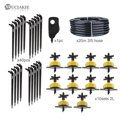 MUCIAKIE 1KIT 3/5 mm-es kerti öntözőcsepp öntözőrendszer 1/8''-os tömlő nagy cseppfolyós készletek 2L 4L 8L kompenzáló kibocsátó rendszer