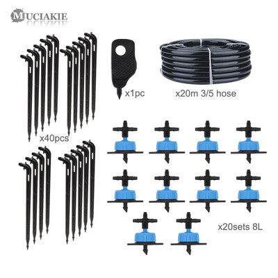MUCIAKIE 1KIT 3/5 mm-es kerti öntözőcsepp öntözőrendszer 1/8''-os tömlő nagy cseppfolyós készletek 2L 4L 8L kompenzáló kibocsátó rendszer
