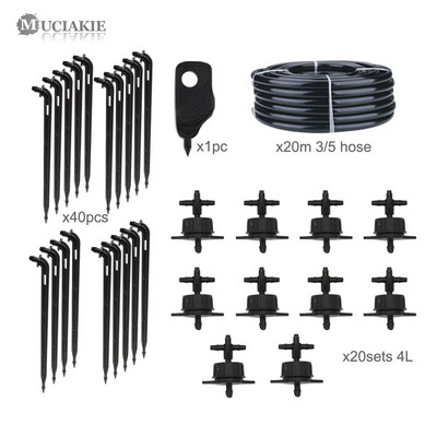 MUCIAKIE 1KIT 3/5 mm-es kerti öntözőcsepp öntözőrendszer 1/8''-os tömlő nagy cseppfolyós készletek 2L 4L 8L kompenzáló kibocsátó rendszer