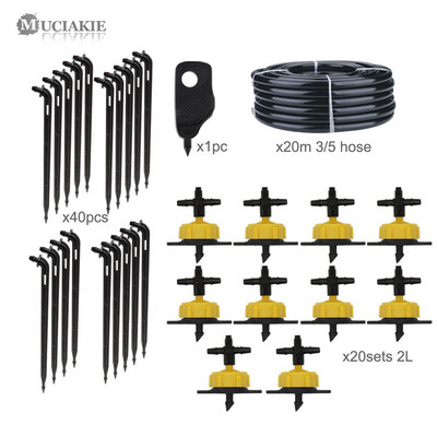 MUCIAKIE 1KIT 3/5 mm-es kerti öntözőcsepp öntözőrendszer 1/8''-os tömlő nagy cseppfolyós készletek 2L 4L 8L kompenzáló kibocsátó rendszer
