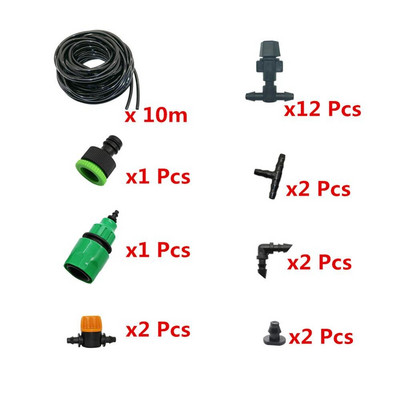 Kit sistem automat de udare cu atomizare 10m/20m cu furtun 4/7 gri/negru duză mini supapă conector furtun