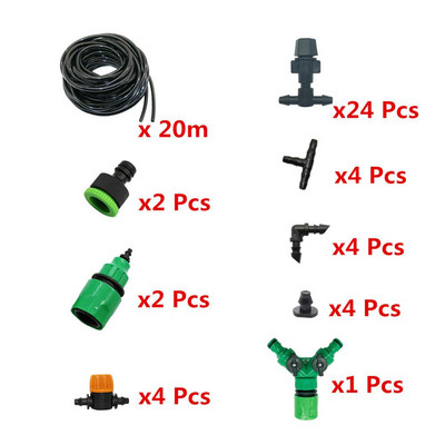 Kit sistem automat de udare cu atomizare 10m/20m cu furtun 4/7 gri/negru duză mini supapă conector furtun