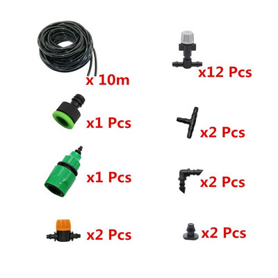 Kit sistem automat de udare cu atomizare 10m/20m cu furtun 4/7 gri/negru duză mini supapă conector furtun
