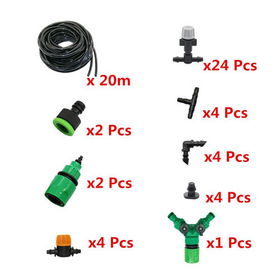 Kit sistem automat de udare cu atomizare 10m/20m cu furtun 4/7 gri/negru duză mini supapă conector furtun