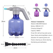 Sticlă de pulverizare cu apă electrică de 3L Aburire automată de udare Pulverizator electric de igienizare Udare manuală Atomiza plante Instrument de grădină