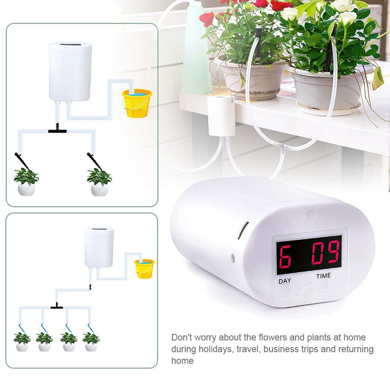 Automatinio laistymo lašelinio laistymo šiltnamio efektą sukeliančių augalų savaiminio laistymo sistemos rinkinys Purkštuvų lašintuvo laikmačio valdiklis Sodo įrankiai