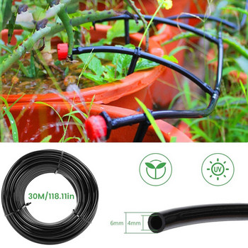 30M система за капково напояване с маркуч, 360-градусов регулируем комплект за пръскачки с 8 дупки, поливане на градината, поставяне на капкообразувател с микропоток на земята