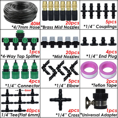 KESLA 5-50m 1/4" kerti mikroködös öntöző öntözőkészlet rendszerű automata permetező állítható fúvóka 4/7 mm-es tömlős üvegházhoz