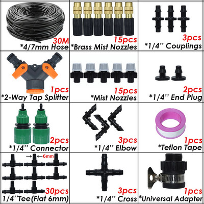 KESLA 5-50m 1/4" kerti mikroködös öntöző öntözőkészlet rendszerű automata permetező állítható fúvóka 4/7 mm-es tömlős üvegházhoz