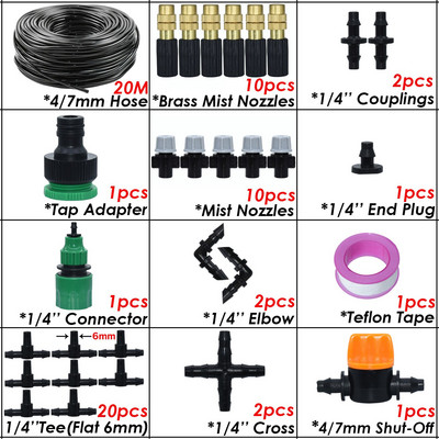 KESLA 5-50m 1/4" kerti mikroködös öntöző öntözőkészlet rendszerű automata permetező állítható fúvóka 4/7 mm-es tömlős üvegházhoz