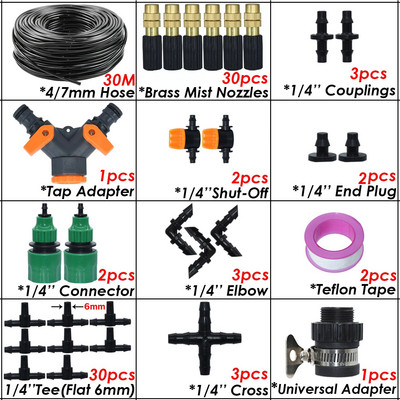 KESLA 5-50m 1/4" kerti mikroködös öntöző öntözőkészlet rendszerű automata permetező állítható fúvóka 4/7 mm-es tömlős üvegházhoz