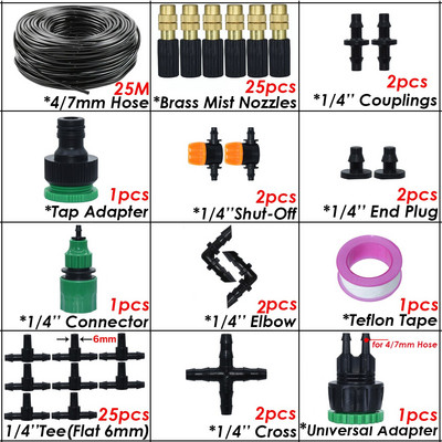 KESLA 5-50m 1/4" kerti mikroködös öntöző öntözőkészlet rendszerű automata permetező állítható fúvóka 4/7 mm-es tömlős üvegházhoz