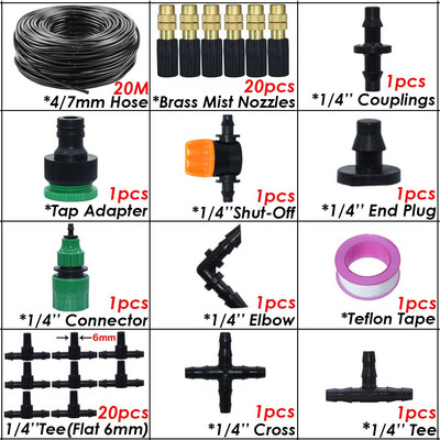 KESLA 5-50m 1/4" kerti mikroködös öntöző öntözőkészlet rendszerű automata permetező állítható fúvóka 4/7 mm-es tömlős üvegházhoz