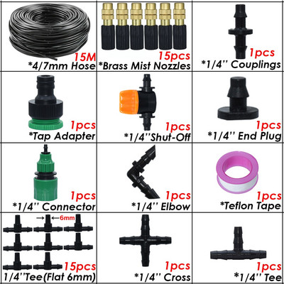 KESLA 5-50m 1/4" kerti mikroködös öntöző öntözőkészlet rendszerű automata permetező állítható fúvóka 4/7 mm-es tömlős üvegházhoz