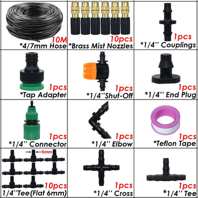 KESLA 5-50m 1/4" kerti mikroködös öntöző öntözőkészlet rendszerű automata permetező állítható fúvóka 4/7 mm-es tömlős üvegházhoz