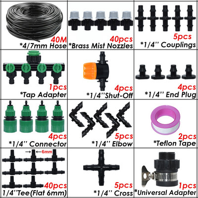KESLA 5-50m 1/4" kerti mikroködös öntöző öntözőkészlet rendszerű automata permetező állítható fúvóka 4/7 mm-es tömlős üvegházhoz