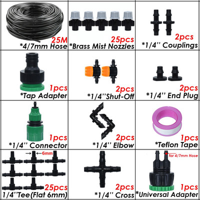 KESLA 5-50m 1/4" kerti mikroködös öntöző öntözőkészlet rendszerű automata permetező állítható fúvóka 4/7 mm-es tömlős üvegházhoz