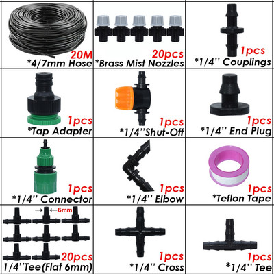 KESLA 5-50m 1/4" kerti mikroködös öntöző öntözőkészlet rendszerű automata permetező állítható fúvóka 4/7 mm-es tömlős üvegházhoz