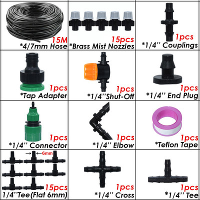 KESLA 5-50m 1/4" kerti mikroködös öntöző öntözőkészlet rendszerű automata permetező állítható fúvóka 4/7 mm-es tömlős üvegházhoz