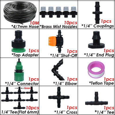 KESLA 5-50m 1/4" kerti mikroködös öntöző öntözőkészlet rendszerű automata permetező állítható fúvóka 4/7 mm-es tömlős üvegházhoz