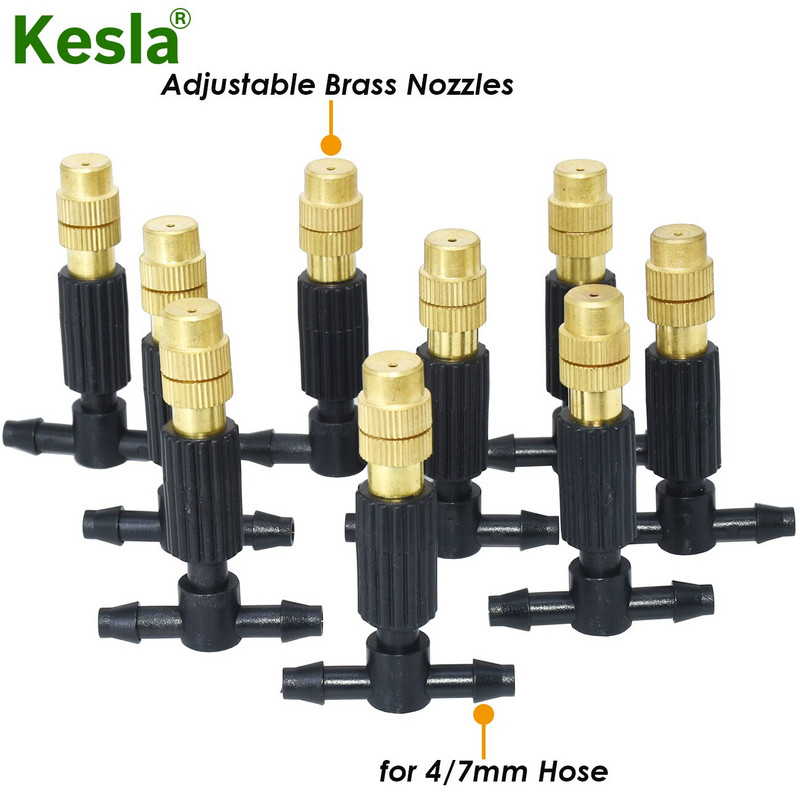 KESLA 5-50m 1/4" kerti mikroködös öntöző öntözőkészlet rendszerű automata permetező állítható fúvóka 4/7 mm-es tömlős üvegházhoz