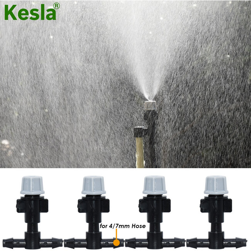 KESLA 5-50m 1/4" kerti mikroködös öntöző öntözőkészlet rendszerű automata permetező állítható fúvóka 4/7 mm-es tömlős üvegházhoz