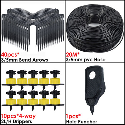 KESLA üvegházhatású csepegtető öntözés 4 utas 3/5 mm csepegtető nyíl 2 utas jeladó DIY öntözőrendszer KÉSZLET cserepes kerti bonsaihoz 10/20 készlet