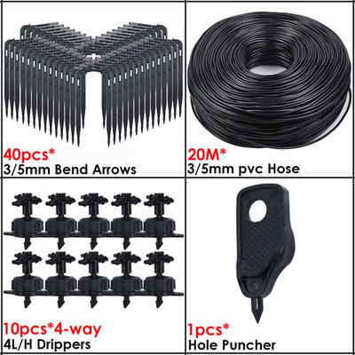 KESLA üvegházhatású csepegtető öntözés 4 utas 3/5 mm csepegtető nyíl 2 utas jeladó DIY öntözőrendszer KÉSZLET cserepes kerti bonsaihoz 10/20 készlet
