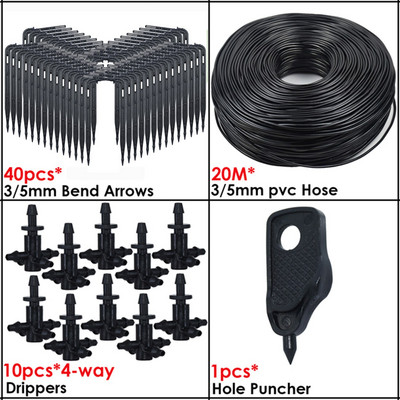 KESLA üvegházhatású csepegtető öntözés 4 utas 3/5 mm csepegtető nyíl 2 utas jeladó DIY öntözőrendszer KÉSZLET cserepes kerti bonsaihoz 10/20 készlet