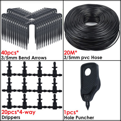 KESLA üvegházhatású csepegtető öntözés 4 utas 3/5 mm csepegtető nyíl 2 utas jeladó DIY öntözőrendszer KÉSZLET cserepes kerti bonsaihoz 10/20 készlet