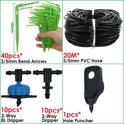 KESLA üvegházhatású csepegtető öntözés 4 utas 3/5 mm csepegtető nyíl 2 utas jeladó DIY öntözőrendszer KÉSZLET cserepes kerti bonsaihoz 10/20 készlet