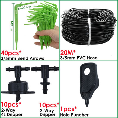 KESLA üvegházhatású csepegtető öntözés 4 utas 3/5 mm csepegtető nyíl 2 utas jeladó DIY öntözőrendszer KÉSZLET cserepes kerti bonsaihoz 10/20 készlet