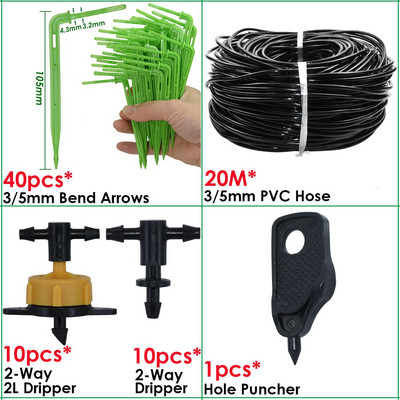 KESLA üvegházhatású csepegtető öntözés 4 utas 3/5 mm csepegtető nyíl 2 utas jeladó DIY öntözőrendszer KÉSZLET cserepes kerti bonsaihoz 10/20 készlet