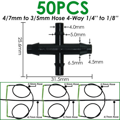 KESLA üvegházhatású csepegtető öntözés 4 utas 3/5 mm csepegtető nyíl 2 utas jeladó DIY öntözőrendszer KÉSZLET cserepes kerti bonsaihoz 10/20 készlet