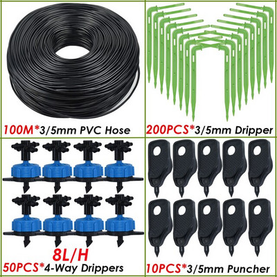 KESLA üvegházhatású csepegtető öntözés 4 utas 3/5 mm csepegtető nyíl 2 utas jeladó DIY öntözőrendszer KÉSZLET cserepes kerti bonsaihoz 10/20 készlet