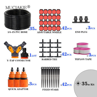 MUCIAKIE 60M állítható kerti öntöző csepegtető rendszer Bonsai öntözőkészlet 4/7mm új PVC tömlő szalag csatlakozó csepegtető póló idom