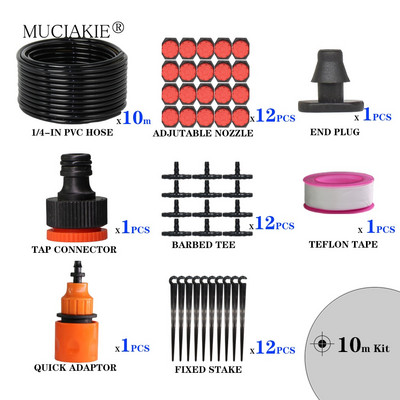 MUCIAKIE 60M állítható kerti öntöző csepegtető rendszer Bonsai öntözőkészlet 4/7mm új PVC tömlő szalag csatlakozó csepegtető póló idom
